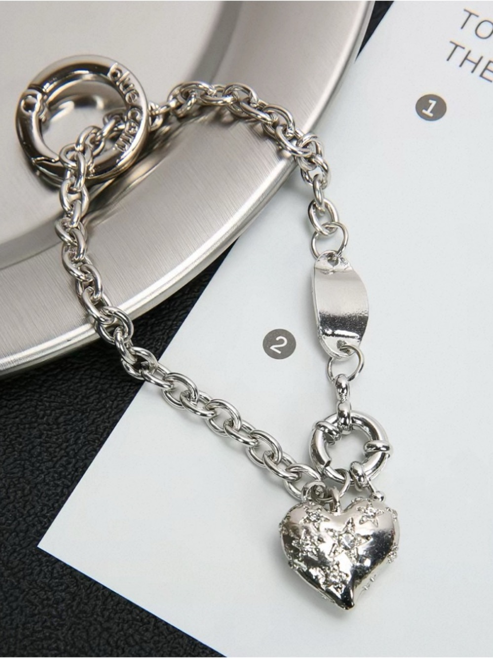 Silver color Heart Charm Chain Bracelet